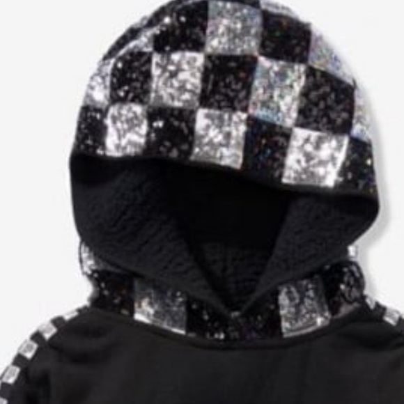 Vs PINK flip sequin bling Pullover hoodie black checkered bling 2018 collection - Picture 9 of 13